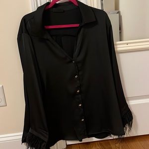 VICI blouse with feather on sleeve. No tags but never worn!!!